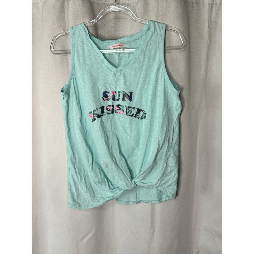 Fresh Produce "Sun Kissed" Seagrass Blue Noa Twisted Hem Tank Top, Sz Medium